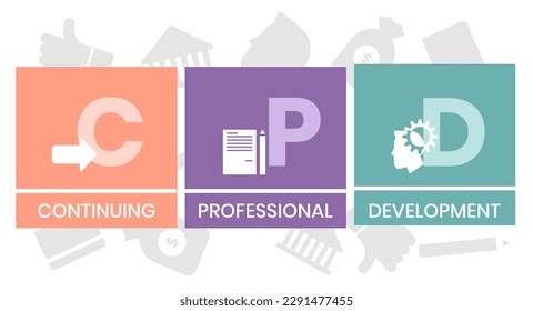 CPD - Continuing Professional Development acronym. business concept background. vector illustration concept with keywords and icons. lettering illustration with icons for web banner, flyer, landing