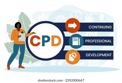 CPD - Continuing Professional Development acronym. business concept background. vector illustration concept with keywords and icons. lettering illustration with icons for web banner, flyer