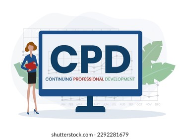 CPD - Continuing Professional Development acronym. business concept background. vector illustration concept with keywords and icons. lettering illustration with icons for web banner, flyer