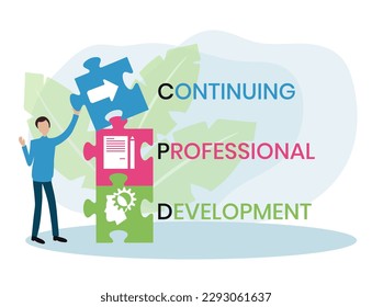 CPD - Continuing Professional Development acronym. business concept background. vector illustration concept with keywords and icons. lettering illustration with icons for web banner, flyer