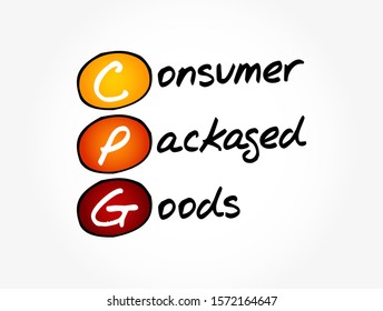 CPG - Consumer Packaged Goods acronym, business concept background
