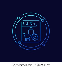 Icono CPG, Productos empaquetados para consumo, diseño lineal