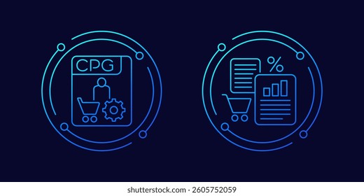 CPG icons, Consumer Packaged Goods, linear design