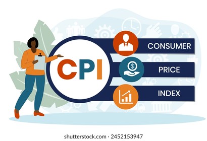 CPI : Consumer Price Index acronym. typography design illustration with line icons