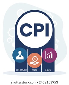 CPI : Consumer Price Index acronym. typography design illustration with line icons
