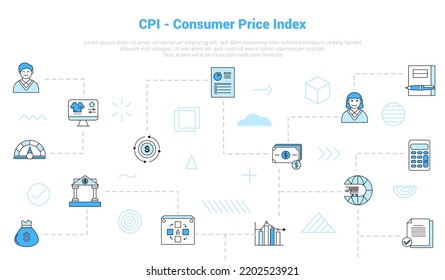 cpi consumer price index concept with icon set template banner with modern blue color style