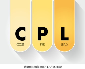 CPL - Cost Per Lead acronym, business concept background