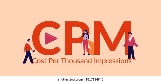 CPM cost per thousand impressions. Marketing advertising finance management creative online viewing concept sales technologies and progress building strategy search viewing business vector market.