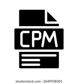 Ícone De Glifo Cpm. Ícone de Custo por milhão de arquivos Custo por mil impressões de anúncios