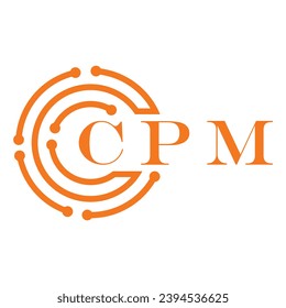 Diseño de letras CPM. Diseño del logotipo de la tecnología de letras CPM sobre fondo blanco. Diseño del logotipo de Monograma CPM para emprendedores y empresas