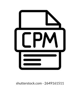 Ícone de Estrutura de Tópicos do CPM Custo por Mil Impressões Ícone de CPM minimalista para impressões de anúncios, relatórios de marketing e métricas de custo.