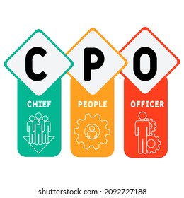 CPO - Chief People Officer acronym. business concept background.  vector illustration concept with keywords and icons. lettering illustration with icons for web banner, flyer, landing