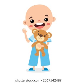 CPositive Cartoon Kid With Leukemia