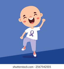 CPositive Cartoon Kid With Leukemia