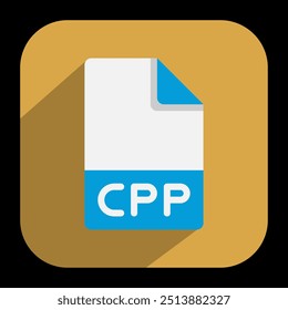 Cpp document flat icons. format, extension, file type symbol icon. Vector illustration.