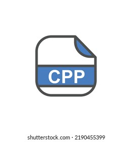 CPP File Extension, Rounded Square Icon with Text - Format Extension Icon Vector Illustration.