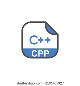 CPP File Extension, Rounded Square Icon with Symbol - Format Extension Icon Vector Illustration.