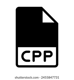 Cpp file format icons. Files type symbol document icon. With a black fill design style