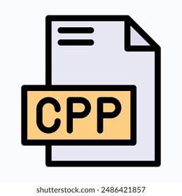 CPP File Format Vector Icon, Lineal Color Isolated Vector Icon.