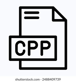 CPP File Format Vector Icon, Isolated Lineal Vector Icon.