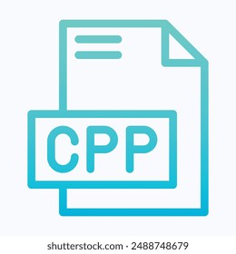 CPP File Format Vector Icon, Isolated Lineal Gradient Vector Icon.