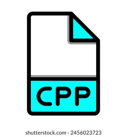 Cpp file type format icon. extension document files icons symbol. with flat and outline style