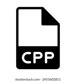 Cpp file type icon. document files and folder format symbol icons, in solid style.