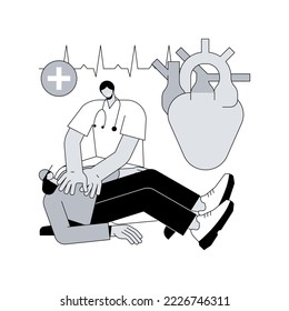 CPR abstract concept vector illustration. Cardiopulmonary resuscitation, CPR, emergency procedure, chest compressions, ambulance, artificial ventilation, first aid training abstract metaphor.