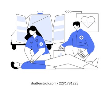 CPR abstract concept vector illustration. Group of paramedics saving persons life, cardiopulmonary resuscitation, CPR procedure, chest compressions, emergency medical services abstract metaphor.