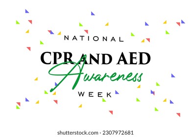 CPR und AED Awareness Week Hintergrund Design. Banner, Poster, Grußkarte. Vektorgrafik