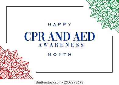 CPR and AED Awareness week Background Design. Banner, Poster, Greeting Card. Vector Illustration