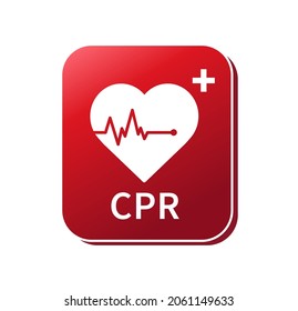 botón CPR. Signo del desfibrilador de emergencia. Desfibrilador Externo Automatizado. La electricidad del corazón. Ilustración vectorial.