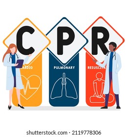 CPR - Cardiopulmonary Resuscitation acronym. business concept background. vector illustration concept with keywords and icons. lettering illustration with icons for web banner, flyer, landing pag