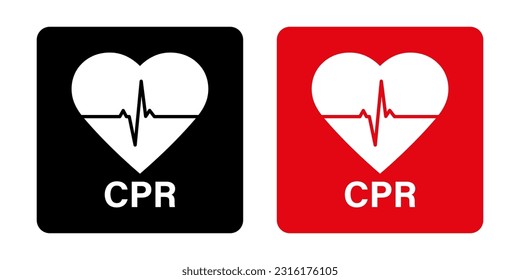 CPR cardiopulmonary resuscitation icon with heart and heartbeat