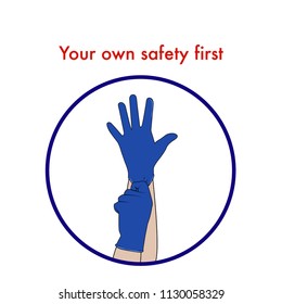 CPR First AID hands in Gloves Safety Rule 