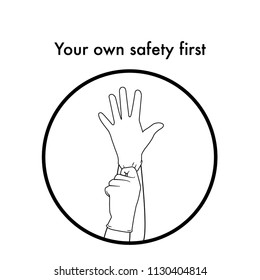 CPR and First AID self safety rule wearing gloves