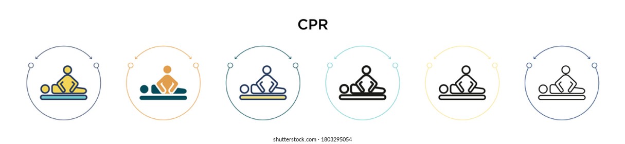 Icono Cpr en el estilo relleno, delgado, contorno y trazo. Ilustración vectorial de dos iconos vectoriales de cpr de color y negro se puede utilizar para móviles, ui, web