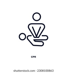 cpr icon. Thin line cpr icon from humans and behavior collection. Outline vector isolated on white background. Editable cpr symbol can be used web and mobile