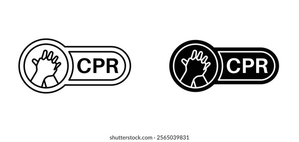 CPR icons in outline and fill. vector illustration for ui.
