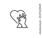 CPR line icon. Linear style sign for mobile concept and web design. Hands pressing on a chest outline vector icon. Life-saving technique symbol, logo illustration. Vector graphics