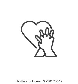 CPR line icon. Linear style sign for mobile concept and web design. Hands pressing on a chest outline vector icon. Life-saving technique symbol, logo illustration. Vector graphics