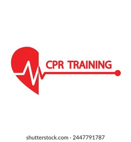 CPR logo. Medical resuscitation In an emergency. Vector clipart medical signs red icon image isolated on white background design illustration