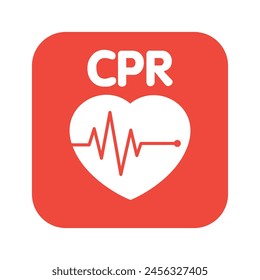 CPR logo. Medical resuscitation In an emergency. Vector clipart medical signs red icon image isolated on white background design illustration
