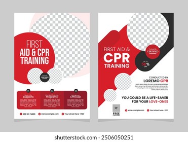 CPR training flyer template Premium Design vector