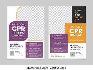 CPR training flyer template Premium Design vector