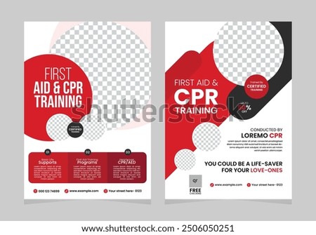CPR training flyer template Premium Design vector