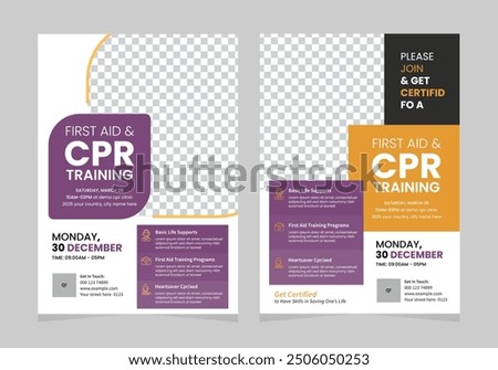 CPR training flyer template Premium Design vector