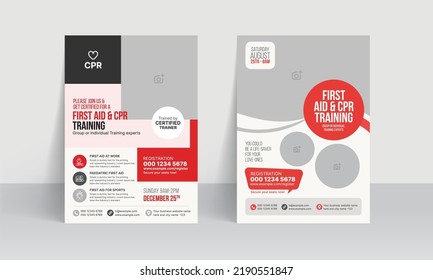 CPR Training Flyer Templates With First Aid Course For Admission Poster And Brochure Design