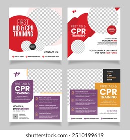 CPR training social media post web banner template design