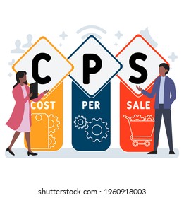 CPS - Cost Per Sale acronym. business concept background.  vector illustration concept with keywords and icons. lettering illustration with icons for web banner, flyer, landing pag